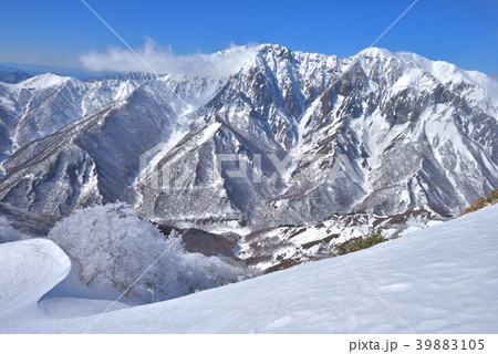 白毛門山頂付近からの雪稜と雪の谷川岳 39883105