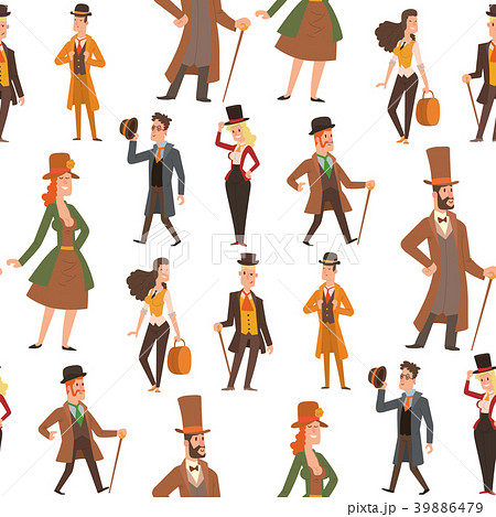 Vintage victorian cartoon gents retro people Vintage victorian cartoon gents retro people 39886479