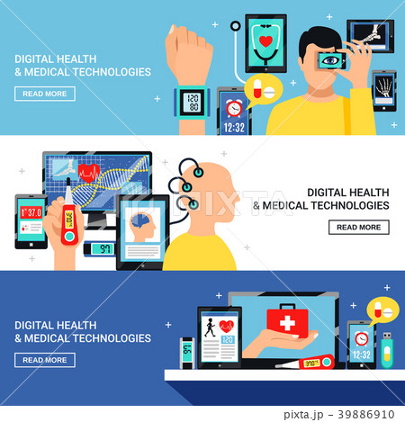 Digital Health Flat Banners Set 39886910
