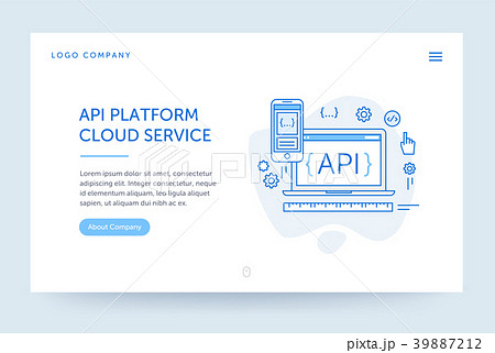 Api Platform Illustration Web Banner Blue Flatのイラスト素材