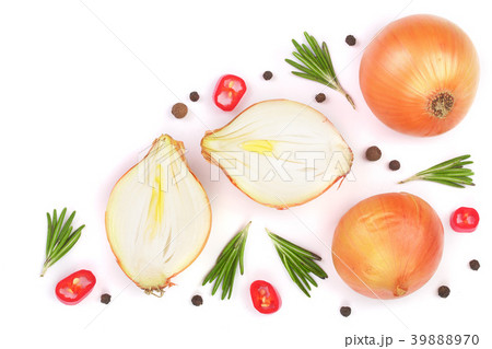 onions with rosemary and peppercorns isolated on a onions with rosemary and peppercorns isolated on a 39888970