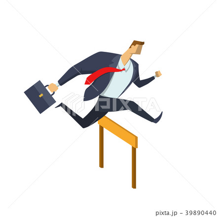 Businessman in office suit jumping over the Businessman in office suit jumping over the 39890440