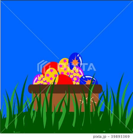 colourful decorated Easter Eggs in basket 39893369