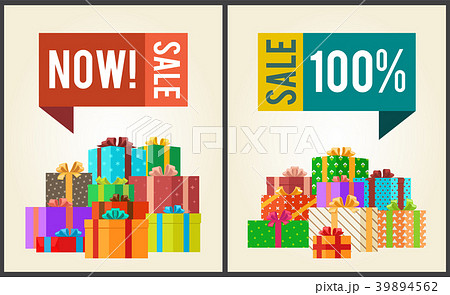 Now Sale Save 100 Push Buttons Promo Labels Boxes 39894562