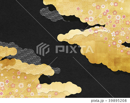 和テイスト（雲、青海波、桜、和紙） 39895208