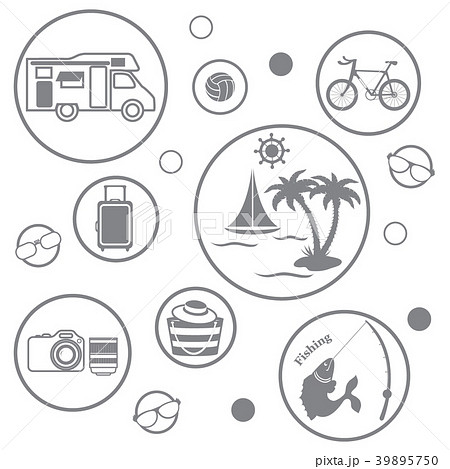 Set of stylized icons of traveler equipment and 39895750