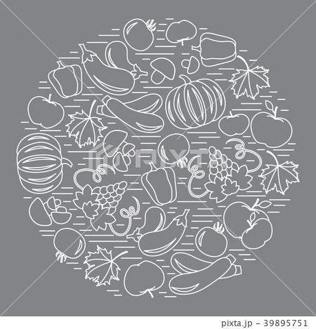 Set of autumn seasonal fruits and vegetables in 39895751