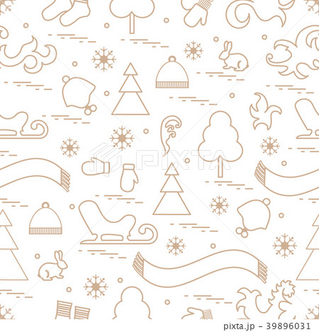 Seamless pattern with variety winter elements: Seamless pattern with variety winter elements: 39896031