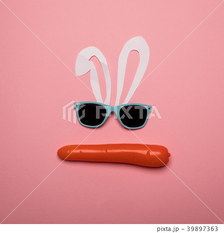 Abstract rabbit on the pink background. 39897363