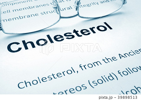 Paper with word cholesterol and glasses. 39898513