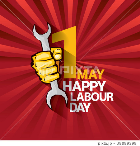 Happy labour day vector label with strong orange Happy labour day vector label with strong orange 39899599