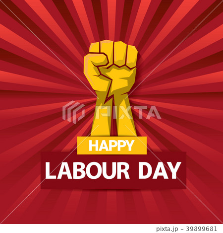 Happy labour day vector label with strong orange 39899681