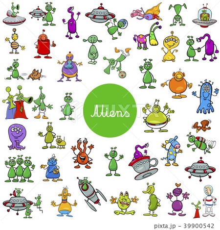 cartoon alien fantasy characters large set 39900542