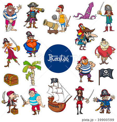 Cartoon Pirates Fantasy Characters Setのイラスト素材