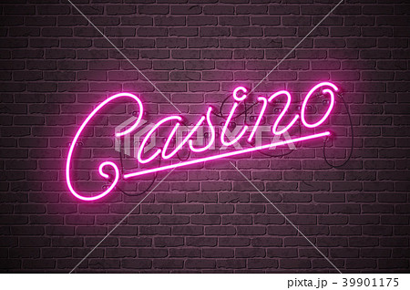 Casino neon sign illustration on brick wall 39901175