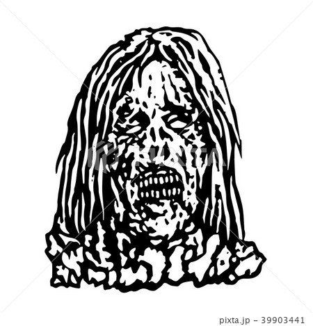 Terrible head of zombie woman. Vector 39903441
