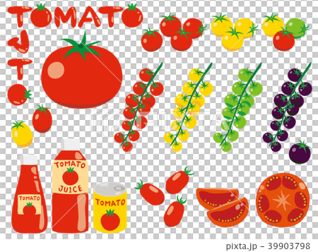 いろいろな種類のシンプルなトマトのイラストのイラスト素材