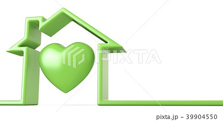 Heart in house made of green line 3D Heart in house made of green line 3D 39904550