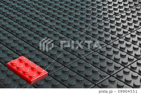 One red plastic brick toy on black background One red plastic brick toy on black background 39904551
