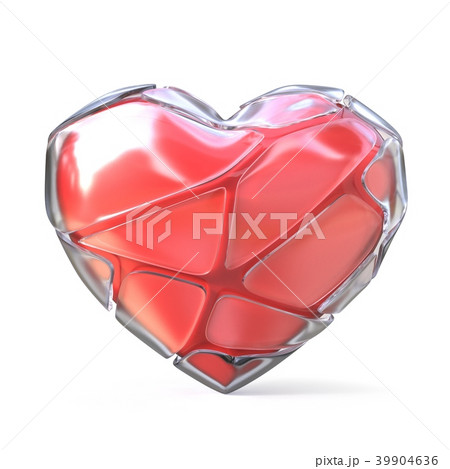Red Heart With Broken Iced Shell 3dのイラスト素材