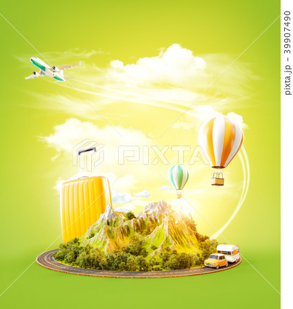 Unusual 3d illustration of a mount with the road  39907490