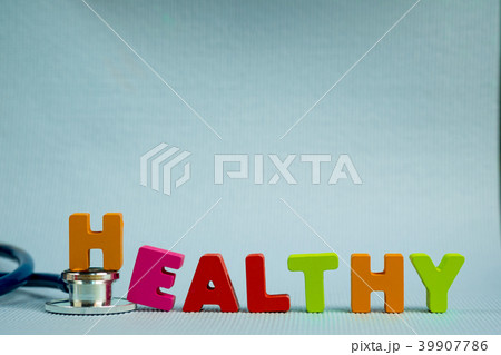 Text healthy alphabet with stethoscope, healthy 39907786