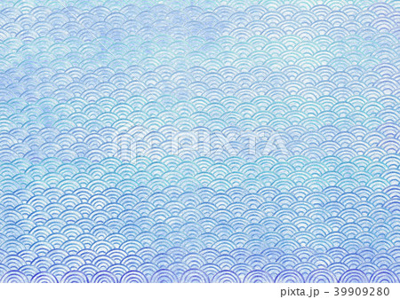 波模様　和風　和紙　手描き 39909280