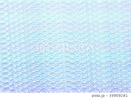 波模様　和風 手描き 39909281