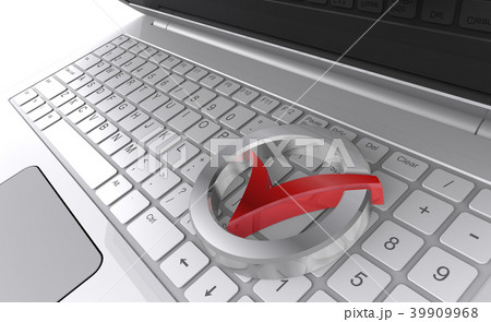 ノートパソコンとチェックマークのイラスト素材