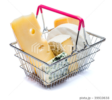 various type of cheese in shopping cart - brie 39910638