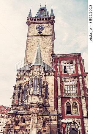 Old town hall in Prague, red filter 39911018