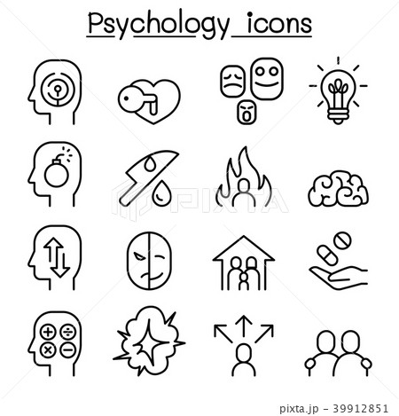 Psychology icon set in thin line style 39912851
