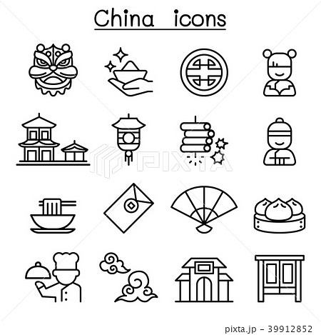 China icon set in thin line style China icon set in thin line style 39912852