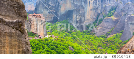 Meteora monastery on the high cliff, Greece 39916418