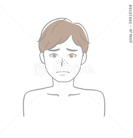 男性 鼻の黒ずみのイラスト素材