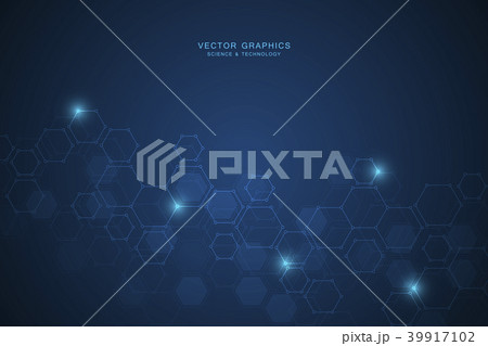 Technology background with hexagons. Molecular 39917102