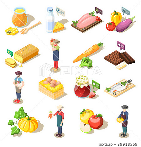 Organic Food Isometric Icons 39918569