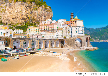 Amalfi cityscape on coast line of mediterranean sea, Italy Amalfi cityscape on coast line of mediterranean sea, Italy 39919151