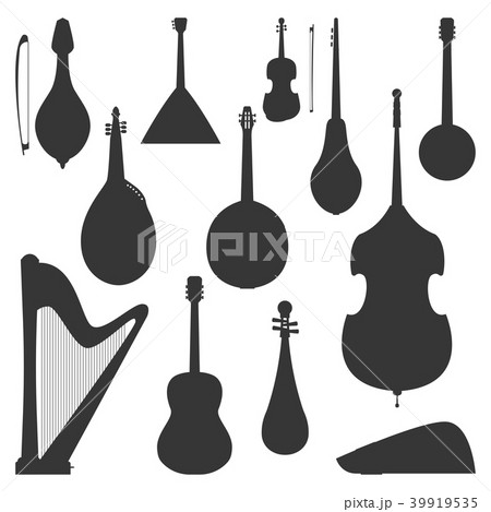 Stringed dreamed musical instruments silhouette 39919535