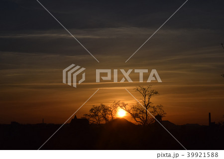 Natural Sunset Sunrise Over Field Or Meadow. Natural Sunset Sunrise Over Field Or Meadow. 39921588