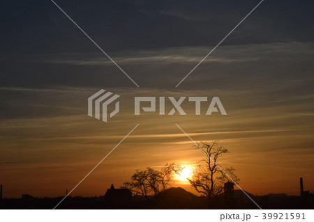 Natural Sunset Sunrise Over Field Or Meadow. Natural Sunset Sunrise Over Field Or Meadow. 39921591
