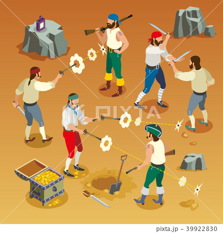 Pirates Game Isometric Composition 39922830