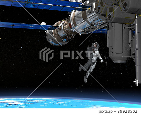 宇宙遊泳と国際宇宙ステーション Perming 3dcgイラスト素材のイラスト素材