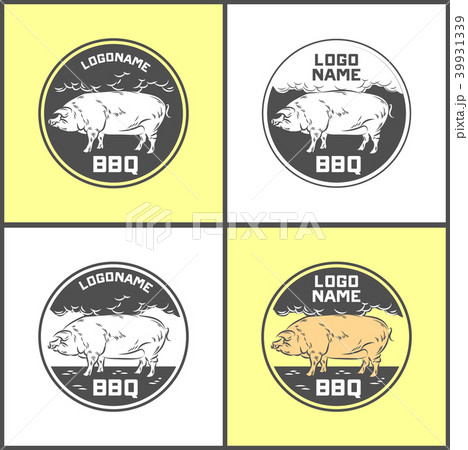 Set of Pig farm fresh pork meat emblems design , logo, label, symbol.Vector illustration 39931339