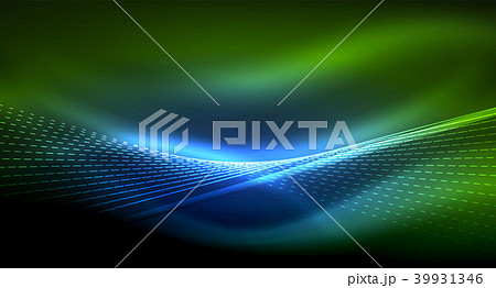 Smooth light effect, straight lines on glowing shiny neon dark background. Energy technology idea 39931346