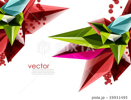 Color glass crystals on white background, geometric abstract composition with glass gemstones and Color glass crystals on white background, geometric abstract composition with glass gemstones and 39931495