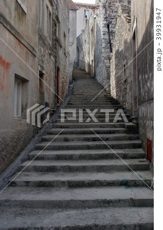 Old stone stairs on the street in Blato, Croatia 39931947
