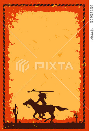 Silhouette of Native American Indian riding horse 39932136