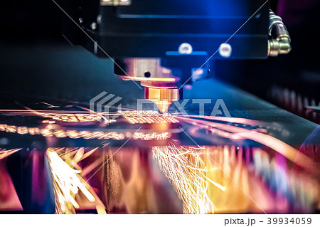 CNC Laser cutting of metal, modern industrial  39934059