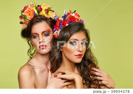 beautiful girls with flower accessories beautiful girls with flower accessories 39934378